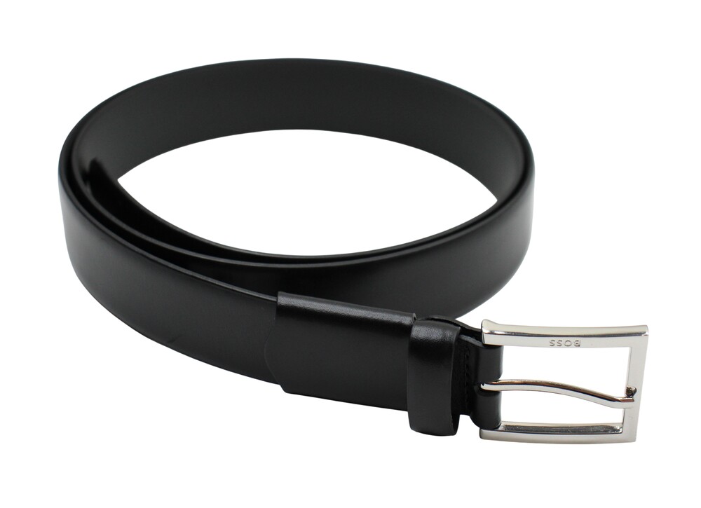 BOSS Belt Mens Size 44 Black Cowhide Leather Dressletic Handmade Romania New